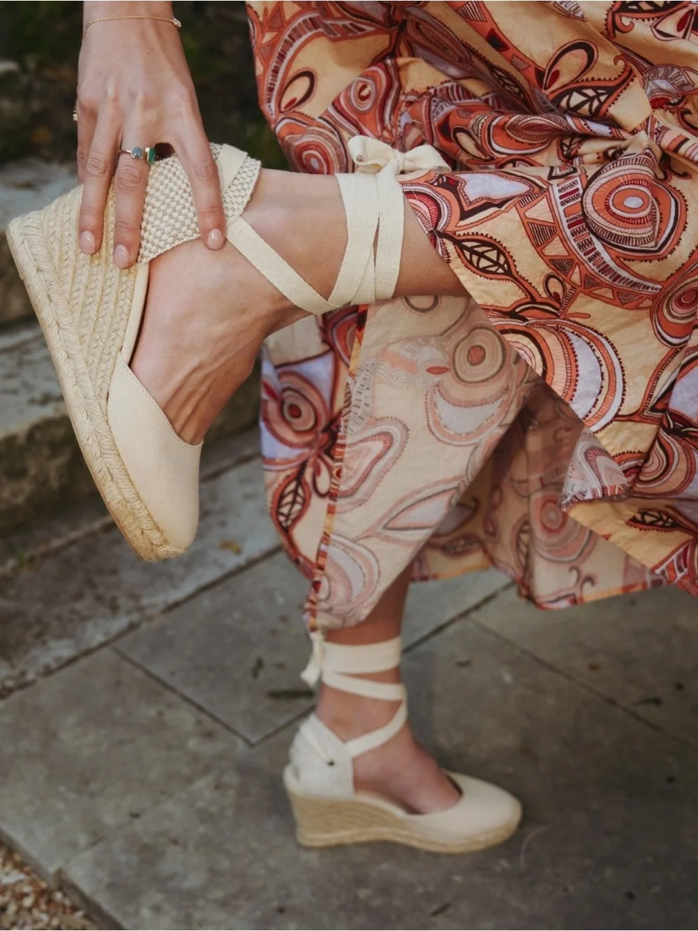 Soludos The Marseille Wedge Espadrille in La Concha Ivory, Size 7